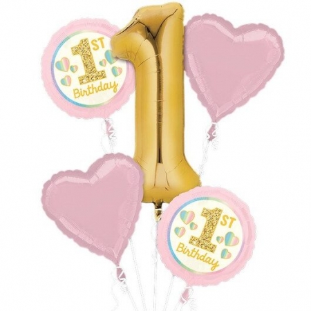 Σέτ Foil μπαλόνια 1st Birthday κορίτσι - ΚΩΔ:207FS130-BB