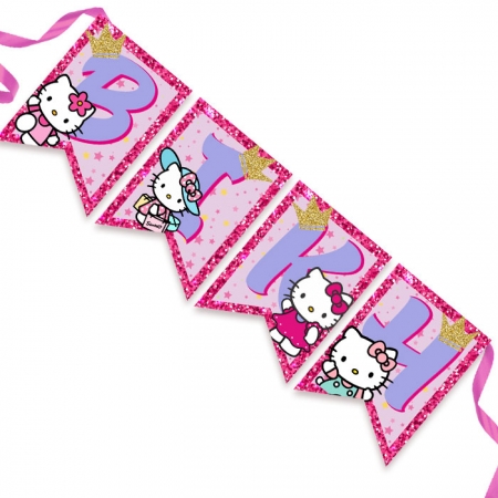 Σημαιάκια Hello Kitty με όνομα - ΚΩΔ:P25965-96-BB