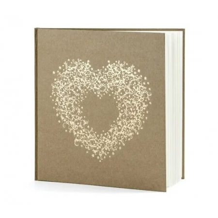 Κραφτ βιβλίο ευχών με χρυσή καρδιά 20X24.5cm - ΚΩΔ:KWAP48-BB