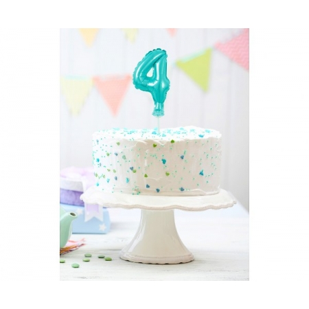Αριθμός τούρτας 4 γαλάζιο μπαλόνι 13cm - ΚΩΔ:BC-5BL4-BB