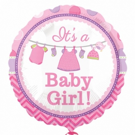 Μπαλόνι foil 45cm γέννησης baby girl μπουγάδα - ΚΩΔ:207KD014-BB