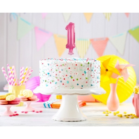 Αριθμός τούρτας 1 ροζ μπαλόνι 13cm - ΚΩΔ:BC-5RO1-BB