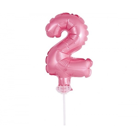 Αριθμός τούρτας 2 ροζ μπαλόνι 13cm - ΚΩΔ:BC-5RO2-BB