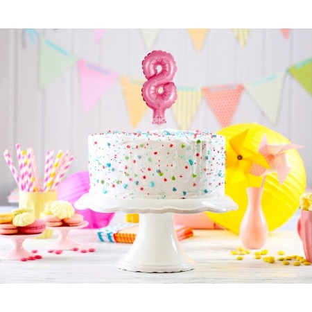 Αριθμός τούρτας 8 ροζ μπαλόνι 13cm - ΚΩΔ:BC-5RO8-BB