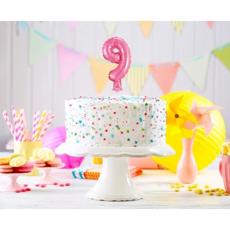 Αριθμός τούρτας 9 ροζ μπαλόνι 13cm - ΚΩΔ:BC-5RO9-BB