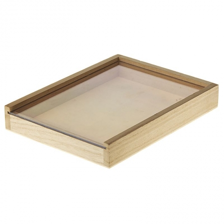 Ξύλινο κουτί με plexiglass καπάκι 13X17X2.5cm - ΚΩΔ:RT099-NU
