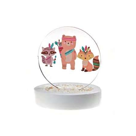 Plexiglass διακοσμητικό με ζώα του δάσους boho σε βότσαλο 6.5cm - ΚΩΔ:K526-NU