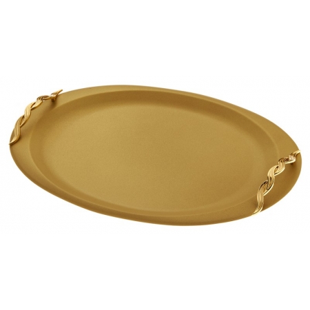 Χρυσός οβάλ δίσκος με χρυσά χερούλια 47X30cm - ΚΩΔ:X305-G154-NU