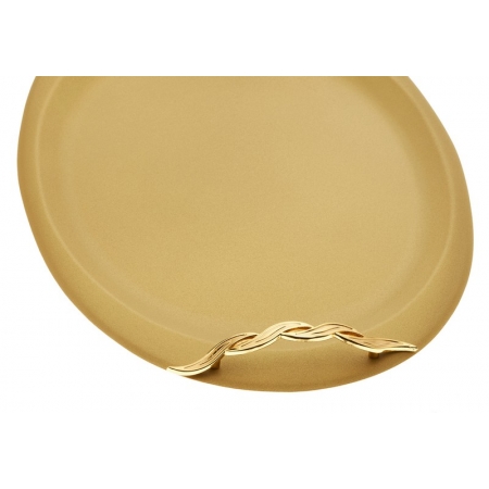 Χρυσός οβάλ δίσκος με χρυσά χερούλια 47X30cm - ΚΩΔ:X305-G154-NU