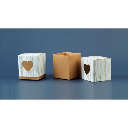 Χάρτινο κουτάκι διπλό με καρδιά 7X7X8cm - ΚΩΔ:NK338-NU