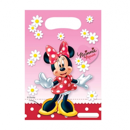 Πλαστικό σακουλάκι για δώρο Minnie με μαργαρίτες 23X15cm - ΚΩΔ:80564-BB