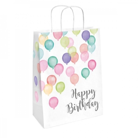 Χάρτινη τσάντα δώρου Happy Birthday με σχέδιο μπαλόνια 31.5X13.1cm - ΚΩΔ:9903714-BB