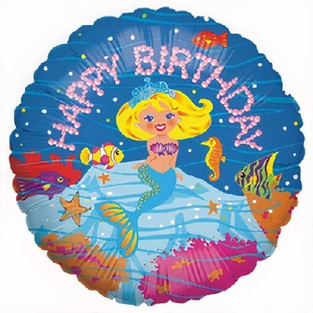Μπαλονι Foil Γενεθλιων «Happy Birthday» Με Μικρη Γοργονα 45Cm – ΚΩΔ.:86168Ρ-Bb