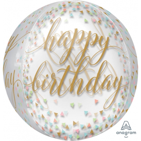 Διαφανο Μπαλονι Foil Γενεθλιων «Happy Birthday» Χρυσο Orbz 45Cm – ΚΩΔ.:537181-Bb