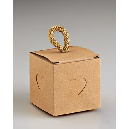 Kουτάκι Χάρτινο Craft με καρδιά και χρυσό κορδόνι 5.5×5.5×5.5cm  - ΚΩΔ: 207-30169-CRAFT-MPU