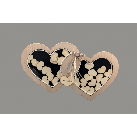 Ξύλινο ευχολόγιο γάμου καρδιές 51X30cm - ΚΩΔ:AB801990-VI