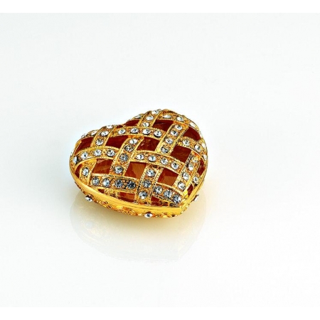 Μεταλλική μπιζουτιέρα cloisonne καρδιά με χρυσό κουτί 6X5.5X3cm - ΚΩΔ:203-7733-MPU