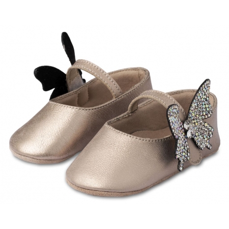 Παπουτσάκια Babywalker για Κορίτσι - Γοβάκι Διακοσμημένο με Στρασένια Πεταλούδα στη Μπαρέτα - Ζευγάρι - ΚΩΔ:MI1620-BW