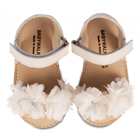 Παπουτσάκια Babywalker για Κορίτσι - Πέδιλο με Chiffon Λουλούδια - Ζευγάρι - ΚΩΔ:MI1633-BW