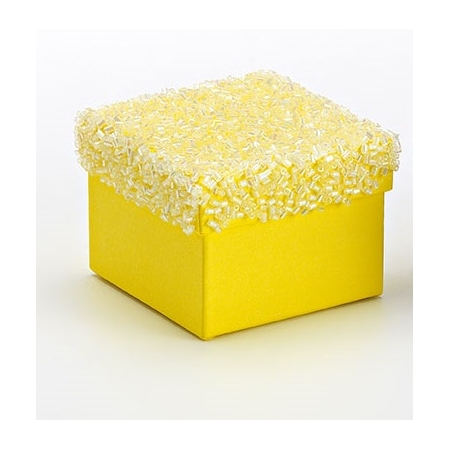 Χάρτινο κίτρινο κουτί με στρας 7X7X5cm - ΚΩΔ:207-6711-MPU