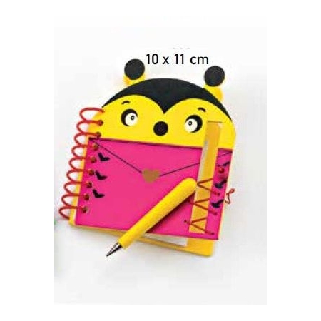 Ξύλινο φούξια σημειωματάριο μελισσούλα 10X11cm - ΚΩΔ:209-8103-MPU