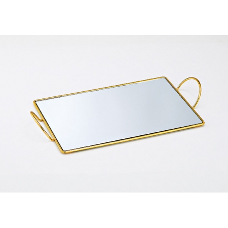 Μεταλλικός δίσκος χρυσός με καθρέφτη 43.5X25X5cm - ΚΩΔ:644-30520-MPU