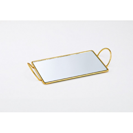 Μεταλλικός δίσκος χρυσός με καθρέφτη 35X18X5cm - ΚΩΔ:644-30521-MPU