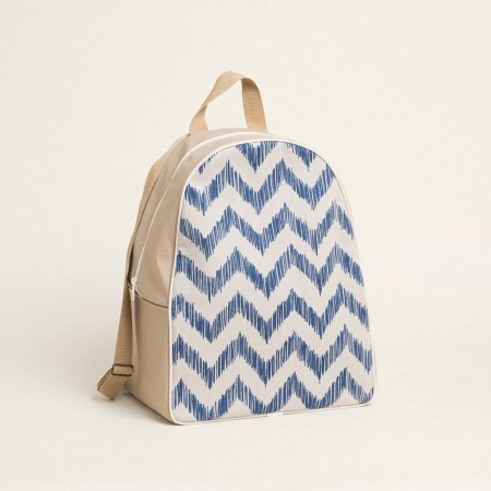 Τσάντα backpack με σχέδιο μπλε ζιγκ ζαγκ 43X35X23cm - ΚΩΔ:843119-NT