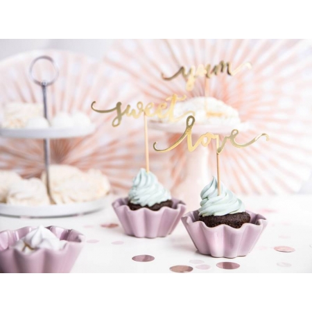 Χρυσά cupcake toppers love-sweet-yum 13cm - ΚΩΔ:KPM17-019ME-BB