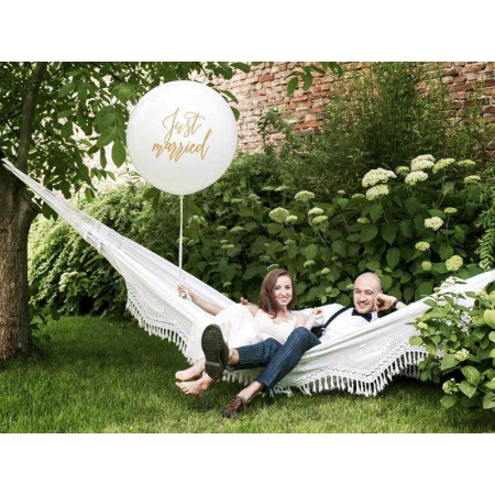 Τεράστιο μπαλόνι latex 100cm λευκό Just Married - ΚΩΔ:OLBON18D-008-019-BB
