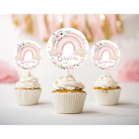 Topper cupcake ουράνιο τόξο κορίτσι με όνομα 5.5cm - ΚΩΔ:P25917-137-BB