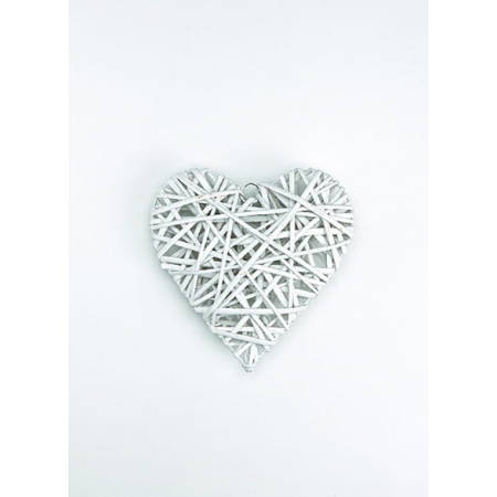 Κρεμαστή λευκή καρδιά μπαμπού 25X25cm - ΚΩΔ:408-8077-MPU