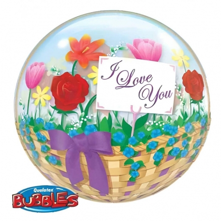 Μπαλονι Foil 22"(56Cm) Λουλουδια «I Love You» Bubble Μονο – ΚΩΔ.:81074-Bb