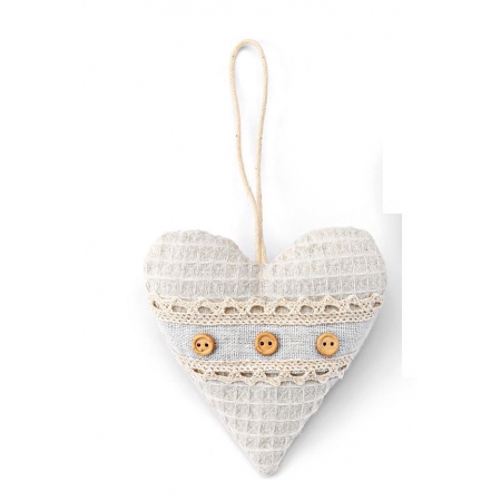 Υφασμάτινη κρεμαστή καρδιά με δαντέλα 10X10cm - ΚΩΔ:205-7302-MPU