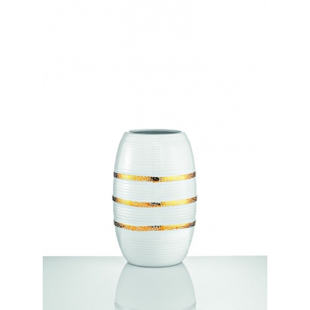Πορσελάνινο βάζο λευκό με χρυσές ρίγες 16X25cm - ΚΩΔ:402-9497-MPU