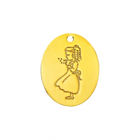 Μεταλλικό χρυσό οβάλ κρεμαστό με κοριτσάκι 3.5X2.5cm - ΚΩΔ:M11341-AD