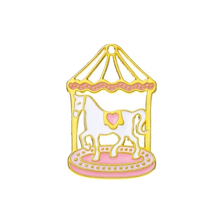 Μεταλλικό ροζ καρουζέλ με αλογάκι 3.5X5.5cm - ΚΩΔ:M11484R-AD