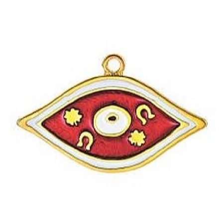 Μεταλλικό χρυσό μάτι με κόκκινο-λευκό σμάλτο 9X4.5cm - ΚΩΔ:M11388-AD