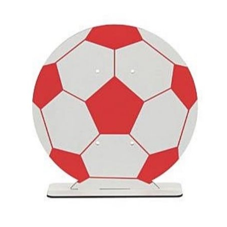 Ξύλινη επιτραπέζια βάση κόκκινη μπάλα ποδοσφαίρου 22cm - ΚΩΔ:M11407-AD