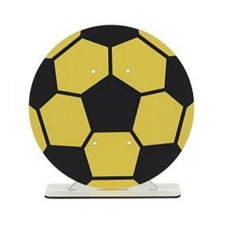 Ξύλινη επιτραπέζια βάση κίτρινη μπάλα ποδοσφαίρου 22cm - ΚΩΔ:M11409-AD
