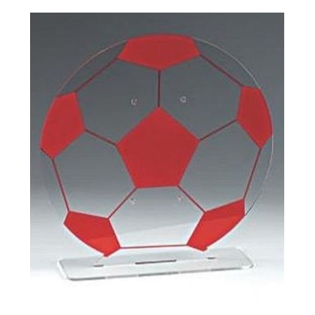 Plexiglass επιτραπέζια βάση κόκκινη μπάλα ποδοσφαίρου 22cm - ΚΩΔ:M11435-AD