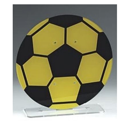 Plexiglass επιτραπέζια βάση κιτρινόμαυρη μπάλα ποδοσφαίρου 22cm - ΚΩΔ:M11437-AD