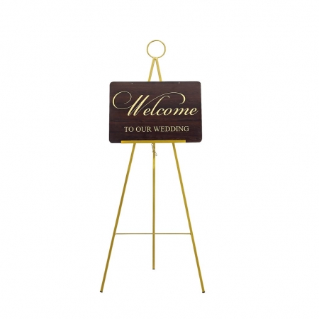 Μεταλλικό χρυσό καβαλέτο με πλέξι κάδρο - Welcome 60X160cm - ΚΩΔ:M11656-AD