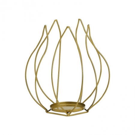 Μεταλλικό χρυσό σταντ-κηροπήγιο σε σχήμα λουλουδιού 25X28cm - ΚΩΔ:M11665-AD
