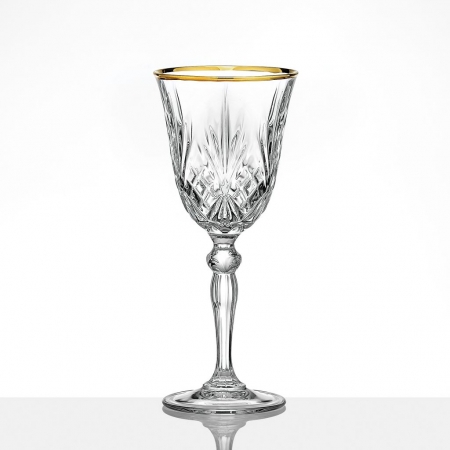 Γυάλινο ποτήρι κρασιού με χρυσή λεπτομέρεια 210ml - ΚΩΔ:M11681-AD