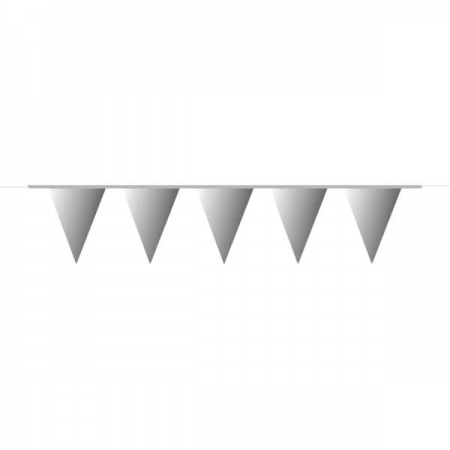 Τριγωνικά σημαιάκια ασημί 10mX32cm - ΚΩΔ:9903792-BB