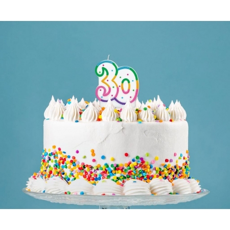 Κεράκι τούρτας No 30 πολύχρωμο πουά 8cm - ΚΩΔ:PF-SCK30-BB