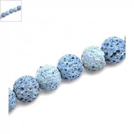 Ημιπολύτιμη Πέτρα Λάβα Χάντρα 10mm (Ø1mm) (~40τμχ) - Μπλε Ανοιχτό - ΚΩΔ:72212055.009-NG