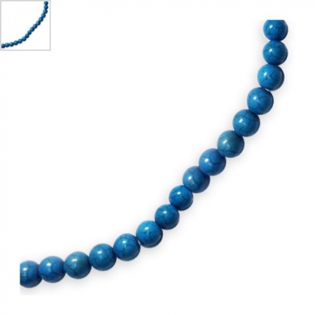 Ημιπολύτιμη Πέτρα Χαολίτης Χάντρα Μπίλια Στρογγυλή 6mm (~66τμχ/κορδόνι) - Μπλε του Ουρανού - ΚΩΔ:72239024.006-NG