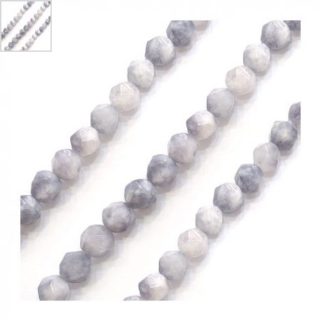 Ημιπολύτιμη Πέτρα Νεφρίτης Χάντρα Διαμαντοκοπή 8mm (~47τμχ) - Γκρι - ΚΩΔ:72332009.007-NG